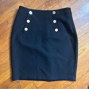 H&M Black Pencil Skirt with Gold Buttons